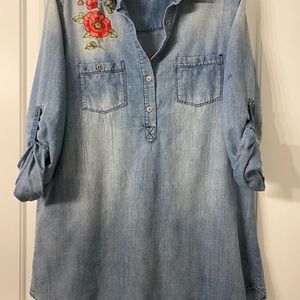Blue Jean tunic with flower embroidery